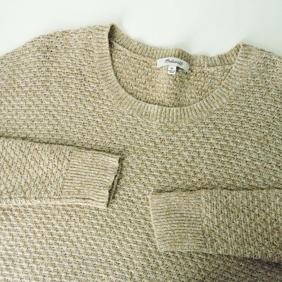 Madewell women's Landmark Texture Sweater Marled Umber zip sides top - Picture 4 of 6